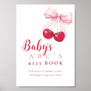Cherry Pink Bow Baby ABCs Book Sign