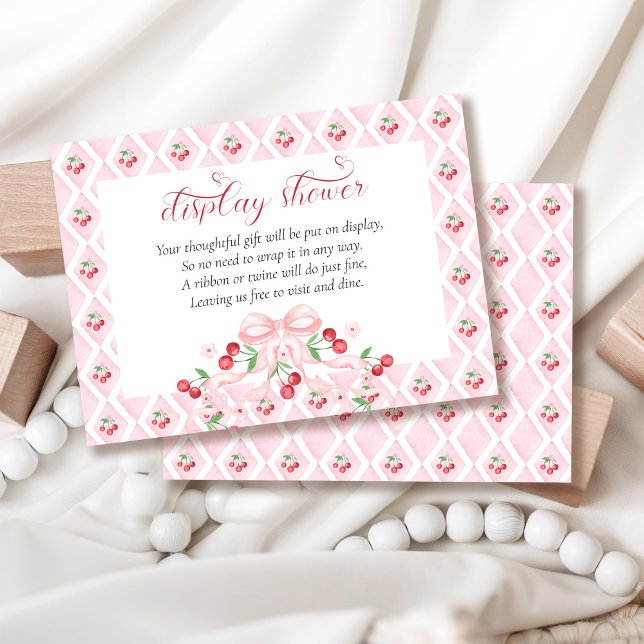 Cherry Pink Bow Baby Shower Display Shower Enclosure Card (Creator Uploaded)