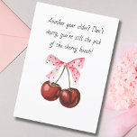 Cherry Pink Bow Funny boyfriend husband Birthday Holiday Card<br><div class="desc">Simple Cherries & Pink Bow Funny boyfriend or husband Birthday Holiday Card. Imagine giving this cute, funny card to your boyfriend or husband. Customise the saying in the front of the card and add your unique custom message inside of the card or just use our default text. Great for your...</div>