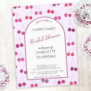 Cherry Pink Bridal Shower Invitation Postcard