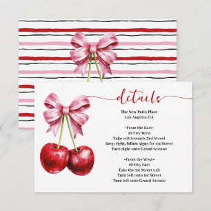 Cherry Pink Coquette Baby Shower Details Enclosure Card