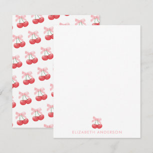 Cherry Pink Coquette Personalised Note Card Set