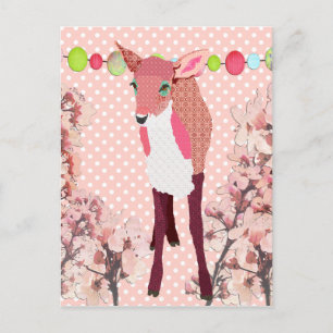 Cherry Pink Fawn Pokadot Postcard