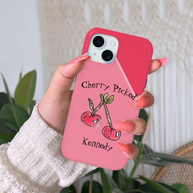 Cherry Pink Modern Teen Name Colourful Fun Summer Case-Mate iPhone Case (Creator Uploaded)