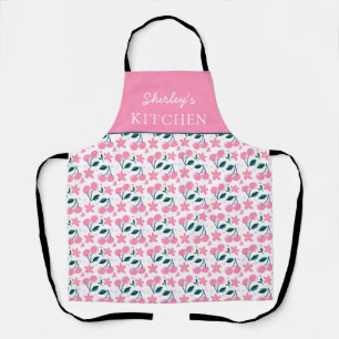 Cherry Pink Personalized Apron   Custom Name Apron