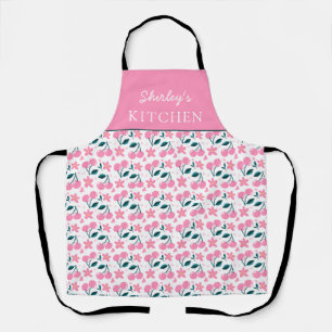 Cherry Pink Personalized Apron   Custom Name Apron