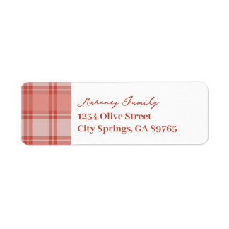 Cherry Pink Plaid Return Address Labels
