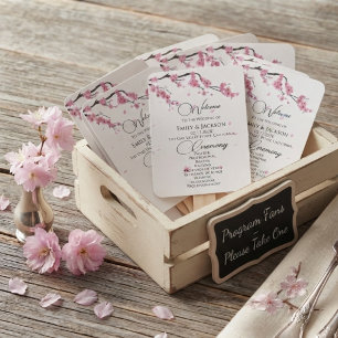 Cherry Pink Sakura Watercolor Modern Spring Hand Fan