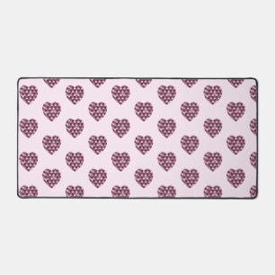 Cherry Pink Square and Diamond heart Desk Mat