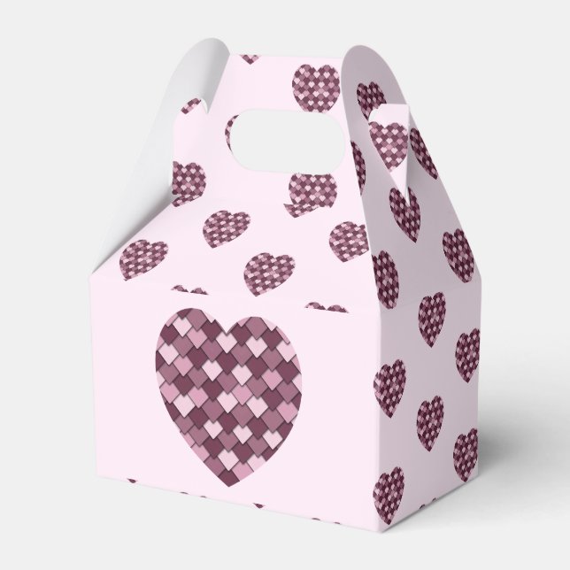 Cherry Pink Square and Diamond heart Favour Box (Front Side)