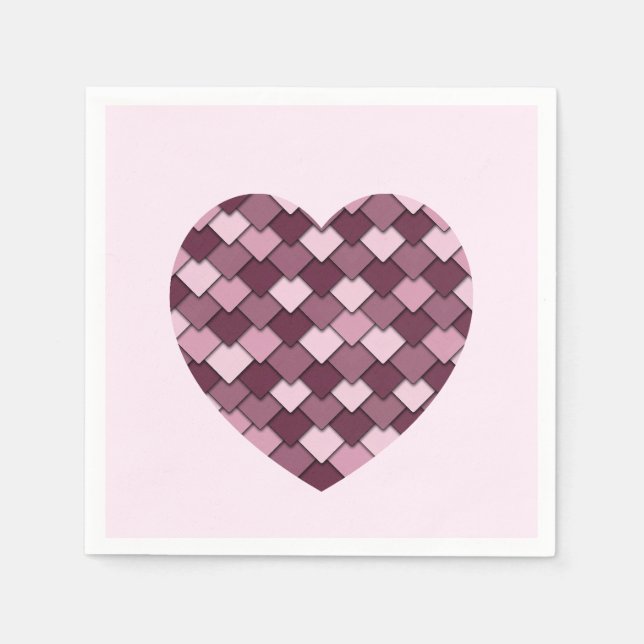 Cherry Pink Square and Diamond heart Napkin (Front)