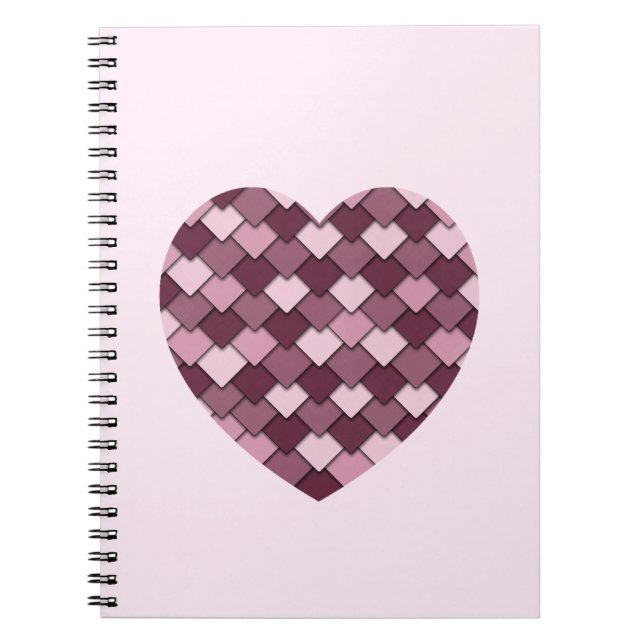 Cherry Pink Square and Diamond heart Notebook (Front)