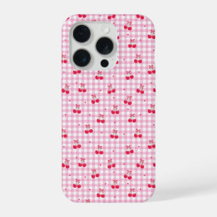 Cherry Plaid Heart Valentine Pattern iPhone 15 Pro Case