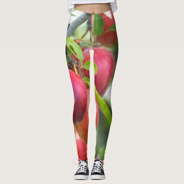 Cherry plum on branch leggings (Front)
