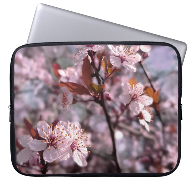 Cherry Plum Tree Pink Laptop Sleeve (Front)
