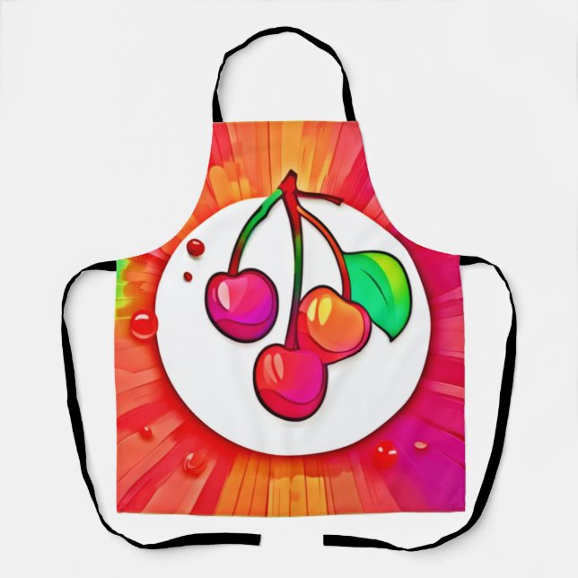 Cherry Pop Art Burst Apron (Front)
