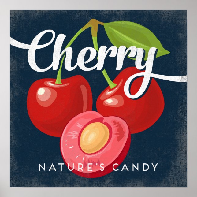 Cherry Poster Vintage Fruit Label (Front)