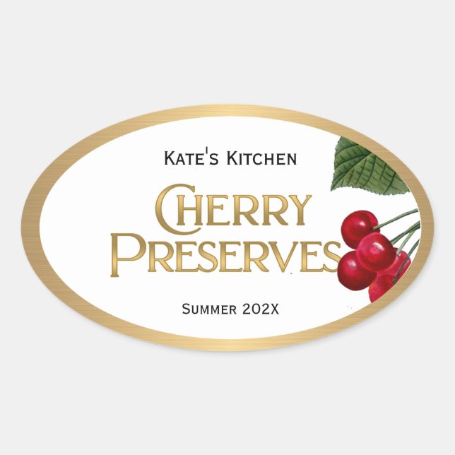 Cherry Preserves Jelly Label Vintage (Front)