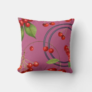 Cherry Print Pattern   Pink Cushion