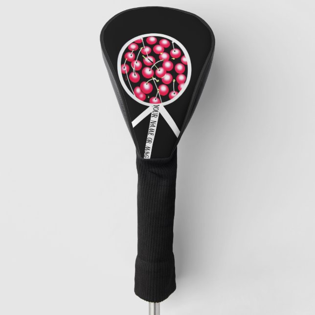 Cherry Print Personalise For Her Driver Golf Head Cover (Front)