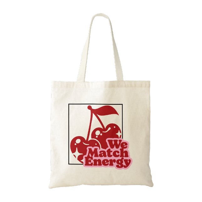Cherry print tote bag (We match energy cherry print tote bag)
