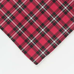 Cherry Red and Black Sporty Plaid Fleece Blanket