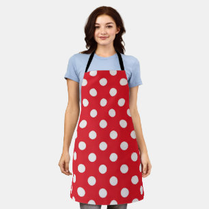 Cherry Red and White Polka Dot Apron