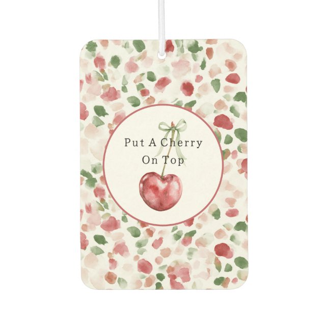 Cherry Red Apple Green Petals Car Air Freshener (Front)