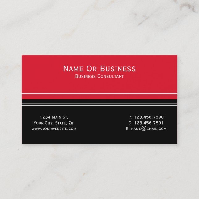 Cherry Red & Black Colour Block Unique, Fashionabl Business Card (Front)