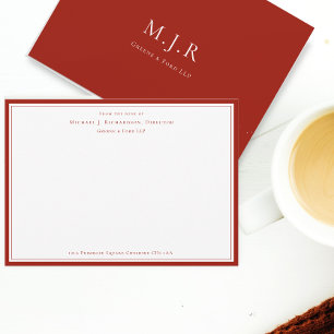Cherry Red Business Monogram From The Desk of Card