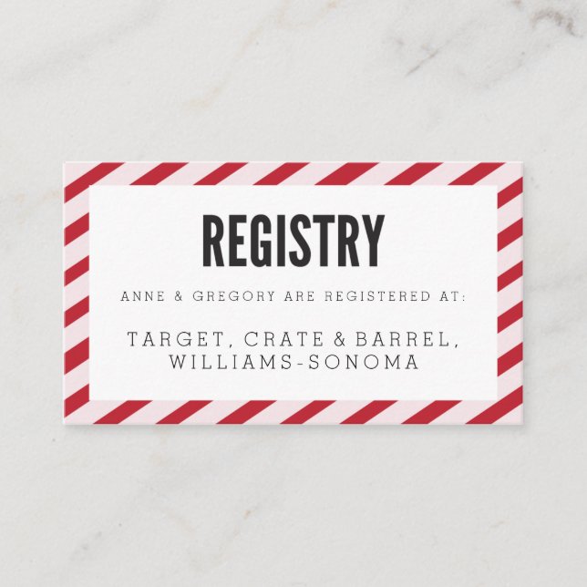 Cherry Red Carnival Stripes Registry Insert Card (Front)