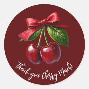 Cherry Red-Cherries with a Bow Classic Round Sticker