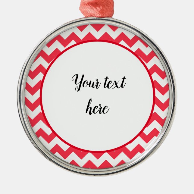 Cherry Red Chevron Zigzag Metal Tree Decoration (Front)