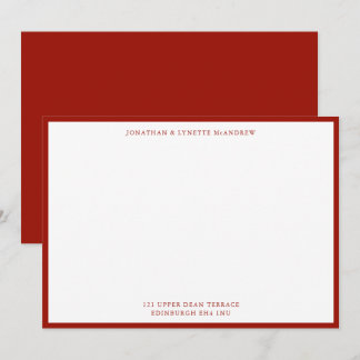 Cherry Red Classic Border Flat Note Card