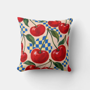 Cherry Red Cobalt Chequerboard Cushion