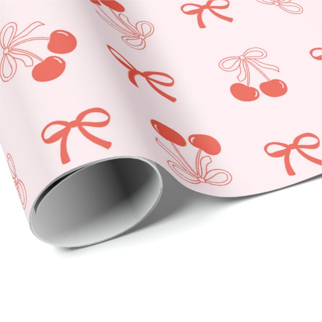 Cherry Red Coquette Christmas Wrapping Paper Roll (Roll Corner)