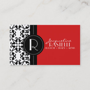 Cherry Red Estate Damask Mummy Calling Card /