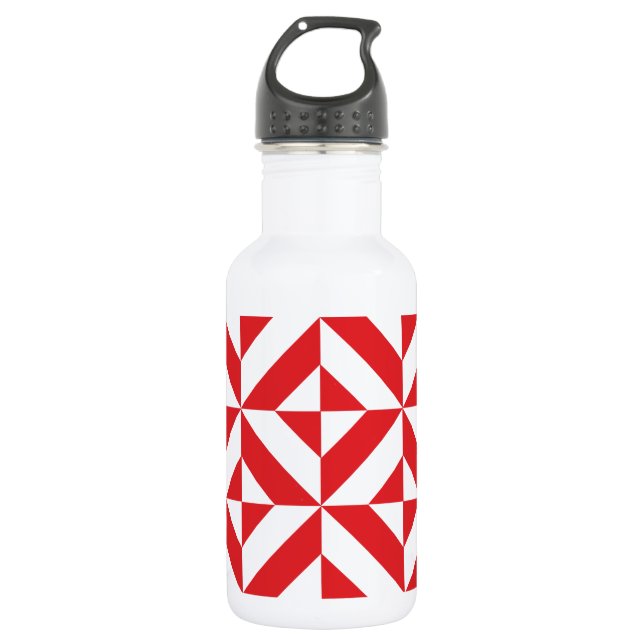 Cherry Red Geometric Deco Cube Pattern 532 Ml Water Bottle (Front)