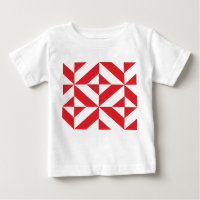 Cherry Red Geometric Deco Cube Pattern