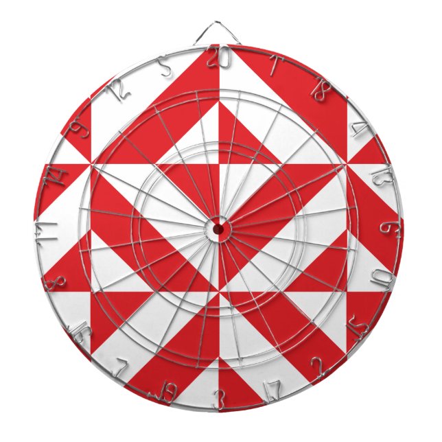 Cherry Red Geometric Deco Cube Pattern Dartboard (Front)