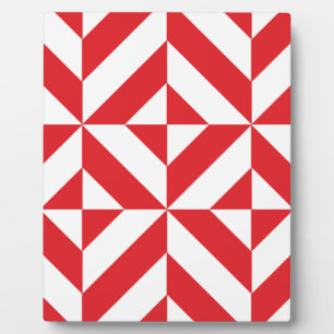 Cherry Red Geometric Deco Cube Pattern Plaque