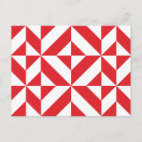 Cherry Red Geometric Deco Cube Pattern