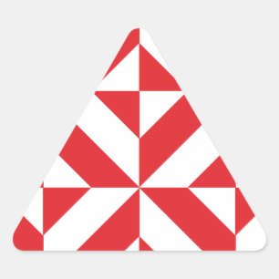 Cherry Red Geometric Deco Cube Pattern Triangle Sticker