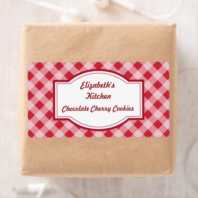 Cherry Red Gingham Kitchen Labels (Insitu)
