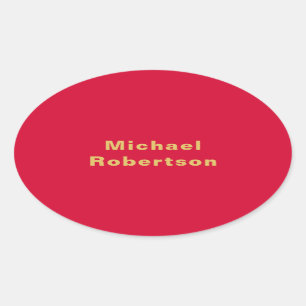 Cherry Red Gold Colours Professional Trendy Modern Oval Sticker