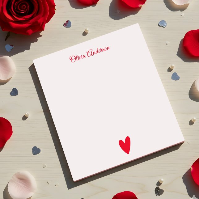 Cherry Red Heart  Valentines Day Personalized  Notepad (Creator Uploaded)