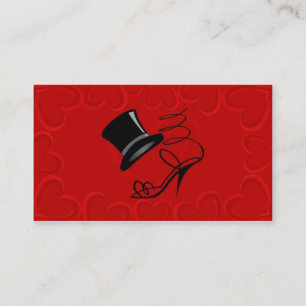 Cherry Red Hearts Top Hat and High Heel Place card