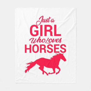 Cherry Red Just A Girl Who Loves Horses Fleece Blanket