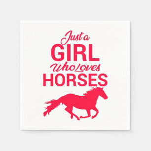 Cherry Red Just A Girl Who Loves Horses   Napkin