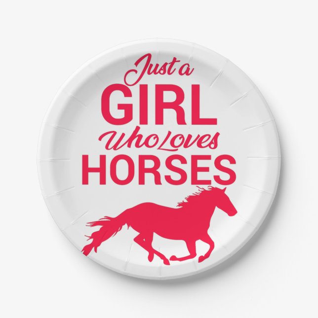 Cherry Red Just A Girl Who Loves Horses  Paper Plate (Front)